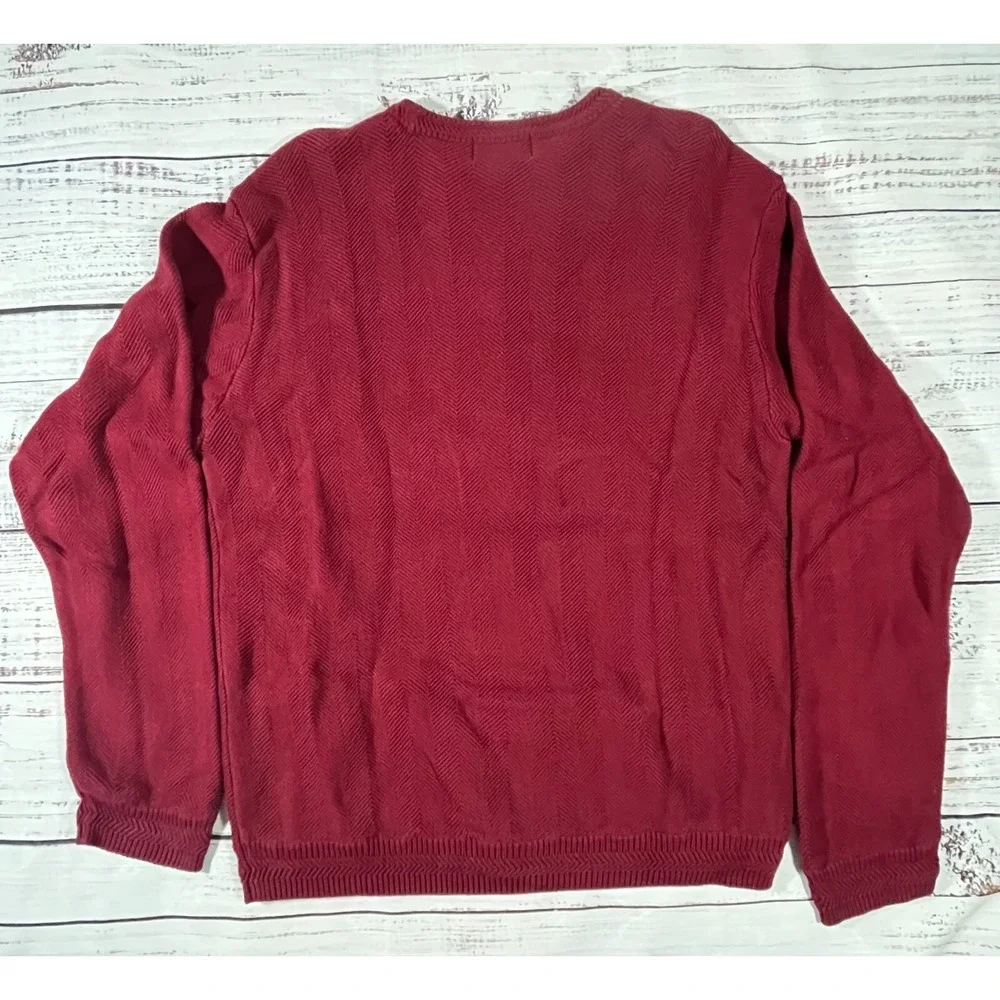 Vintage Chaps Red Sweater Men's XL 100% Cotton Knit Long Sleeve Crew Neck